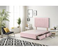 Somnior Platinum Divan Bed Base With 2 Drawers & Upholstered Headboard Plush Velvet in Pink | Size: Super King Somnior Pink Super King