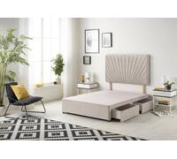 Somnior Platinum Divan Bed Base With 2 Drawers & Upholstered Headboard Plush Velvet in Silver | Size: Super King
