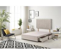 Somnior Platinum Divan Bed Base With 2 Drawers & Upholstered Headboard Plush Velvet in Silver | Size: Super King Somnior Silver Super King