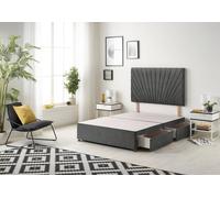 Somnior Platinum Divan Bed Base With 2 Drawers & Upholstered Headboard Tweed Fabric in Charcoal | Size: Super King