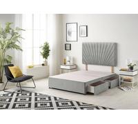 Somnior Platinum Divan Bed Base With 2 Drawers & Upholstered Headboard Tweed Fabric in Grey | Size: King