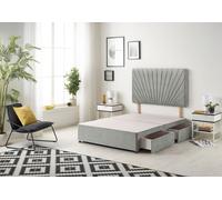 Somnior Platinum Divan Bed Base With 2 Drawers & Upholstered Headboard Tweed Fabric in Grey | Size: King Somnior Grey King