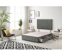 Somnior Platinum Divan Bed Base With 4 Drawers & Headboard Linen in Dark Grey | Size: King Somnior Dark Grey King