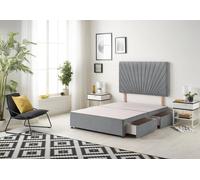 Somnior Platinum Divan Bed Base With 4 Drawers & Headboard Plush in Charcoal | Size: King
