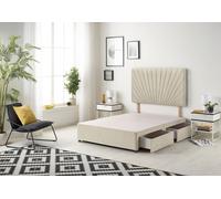 Somnior Platinum Divan Bed Base With 4 Drawers & Headboard Tweed in Natural | Size: Super King Somnior Natural Super King