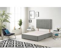 Somnior Platinum Divan Bed Base with Headboard Linen Fabric in Silver | Size: King Somnior Silver King