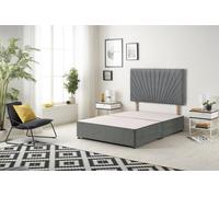 Somnior Platinum Divan Bed Base with Headboard Plush Velvet in Light Grey | Size: Super King Somnior Light Grey Super King