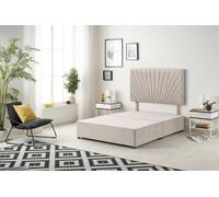 Somnior Platinum Divan Bed Base with Headboard Plush Velvet in Stone | Size: Small Double Somnior Stone Small Double
