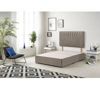 Somnior Platinum Divan Bed Base with Headboard Tweed Fabric in Brown | Size: Small Double Somnior Brown Small Double