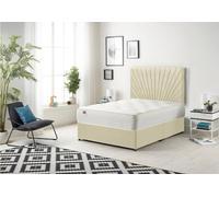 Somnior Platinum Ortho Sprung Memory Foam Mattress with Divan Bed with Headboard Linen Fabric in Cream | Size: Super King