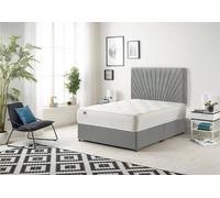 Somnior Platinum Ortho Sprung Memory Foam Mattress with Divan Bed with Headboard Linen Fabric in Silver | Size: Small Double