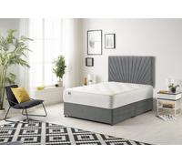 Somnior Platinum Ortho Sprung Memory Foam Mattress With Divan Bed With Headboard Plush Fabric In Light Grey