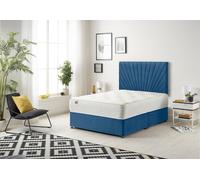 Somnior Platinum Ortho Sprung Memory Foam Mattress with Divan Bed with Headboard Plush Fabric in Navy | Size: Small Single Somnior Navy Small Single