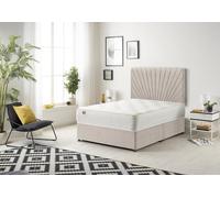 Somnior Platinum Ortho Sprung Memory Foam Mattress With Divan Bed With Headboard Plush Fabric In Stone Stone