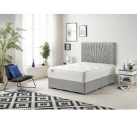 Somnior Platinum Ortho Sprung Memory Foam Mattress With Divan Bed With Headboard Tweed Fabric In Grey