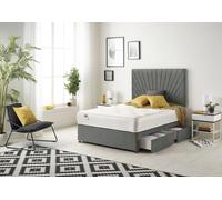 Somnior Platinum Sprung Memory Foam 2 Drawer Divan Bed with Upholstered Headboard Linen Fabric in Dark Grey | Size: Small Single Somnior Dark Grey Small Single