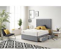 Somnior Platinum Sprung Memory Foam 2 Drawer Divan Bed with Upholstered Headboard Plush Velvet in Charcoal | Size: Small Double Somnior Charcoal Small Double