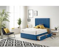 Somnior Platinum Sprung Memory Foam 2 Drawer Divan Bed with Upholstered Headboard Plush Velvet in Navy | Size: Super King Somnior Navy Super King