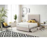 Somnior Platinum Sprung Memory Foam 2 Drawer Divan Bed With Upholstered Headboard Plush Velvet In Silver Silver