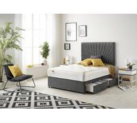 Somnior Platinum Sprung Memory Foam 2 Drawer Divan Bed With Upholstered Headboard Tweed Fabric In Charcoal Charcoal