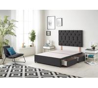 Somnior Premier Divan Bed Base With 2 Drawers And Upholstered Headboard Plush Velvet In Black Black