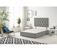 Somnior Premier Divan Bed Base With Headboard Linen Fabric In Dark Grey Dark Grey