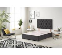 Somnior Premier Divan Bed Base with Headboard Plush Velvet in Black | Size: Super King