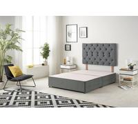 Somnior Premier Divan Bed Base with Headboard Plush Velvet in Light Grey | Size: Super King Somnior Light Grey Super King