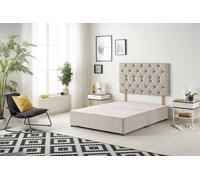 Somnior Premier Divan Bed Base With Headboard Plush Velvet In Stone Stone