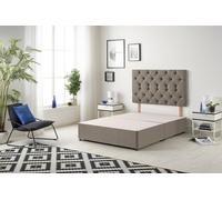Somnior Premier Divan Bed Base with Headboard Tweed Fabric in Brown | Size: Super King Somnior Brown Super King