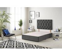 Somnior Premier Divan Bed Base with Headboard Tweed Fabric in Charcoal | Size: Super King