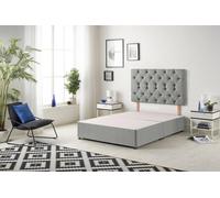 Somnior Premier Divan Bed Base With Headboard Tweed Fabric In Grey Grey