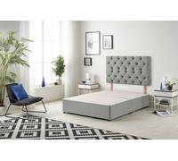 Somnior Premier Divan Bed Base with Headboard Tweed Fabric in Grey | Size: Super King Somnior Grey Super King