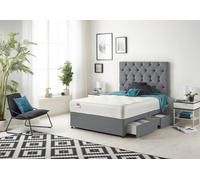 Somnior Premier Plush Velvet Sprung Memory Foam 4 Drawer Divan Bed Set With Upholstered Headboard In Charcoal