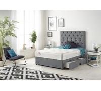 Somnior Premier Plush Velvet Sprung Memory Foam 4 Drawer Divan Bed Set with Upholstered Headboard in Charcoal | Size: King Somnior Charcoal King