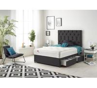 Somnior Premier Plush Velvet Sprung Memory Foam 4 Drawer Divan Bed Set with Upholstered Headboard in Black | Size: Super King Somnior Black Super King