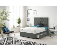 Somnior Premier Sprung Memory Foam 2 Drawer Divan Bed With Upholstered Headboard Linen Fabric In Dark Grey Dark Grey