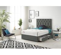 Somnior Premier Sprung Memory Foam 2 Drawer Divan Bed with Upholstered Headboard Linen Fabric in Dark Grey | Size: Double Somnior Dark Grey Double