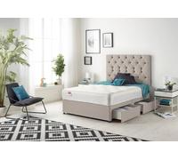 Somnior Premier Sprung Memory Foam 2 Drawer Divan Bed with Upholstered Headboard Plush Velvet in Silver | Size: Double