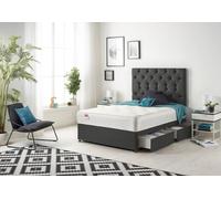 Somnior Premier Sprung Memory Foam 2 Drawer Divan Bed With Upholstered Headboard Tweed Fabric In Charcoal Charcoal