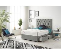 Somnior Premier Tweed Fabric Sprung Memory Foam 4 Drawer Divan Bed Set with Upholstered Headboard in Grey | Size: Super King Somnior Grey Super King