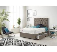 Somnior Premier Tweed Fabric Sprung Memory Foam 4 Drawer Divan Bed Set with Upholstered Headboard in Brown | Size: Double