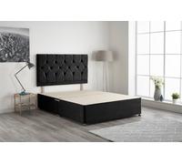 Somnior Ziggy Divan Bed Base with Headboard Plush Velvet in Black | Size: Small Double Somnior Black Small Double
