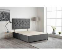 Somnior Ziggy Divan Bed Base with Headboard Plush Velvet in Charcoal | Size: Small Double