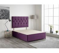 Somnior Ziggy Divan Bed Base with Headboard Plush Velvet in Purple | Size: Super King