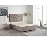 Somnior Ziggy Divan Bed Base with Headboard Plush Velvet in Silver | Size: Super King