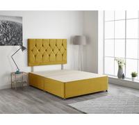 Somnior Ziggy Divan Bed Base With Headboard Plush Velvet In Yellow Yellow