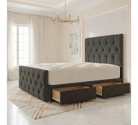 Somnior Ziggy Linen Divan Bed Mattress 2 Draw 54" Headboard & 22" Footboard In Dark Grey Dark Grey