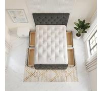 Somnior Ziggy Linen Divan Bed Mattress 4 Draw 54" Headboard & 22" Footboard in Dark Grey | Size: King