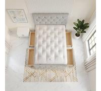 Somnior Ziggy Linen Divan Bed Mattress 4 Draw 54" Headboard & 22" Footboard In Light Grey Light Grey